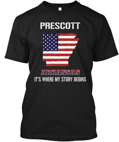 Prescott Ar   Story Begins Black T-Shirt Front
