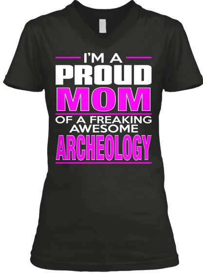 Mom Archeology Black T-Shirt Front