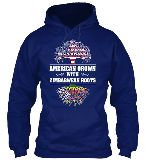 American Grown With Zimbabwean Roots Oxford Navy T-Shirt Front