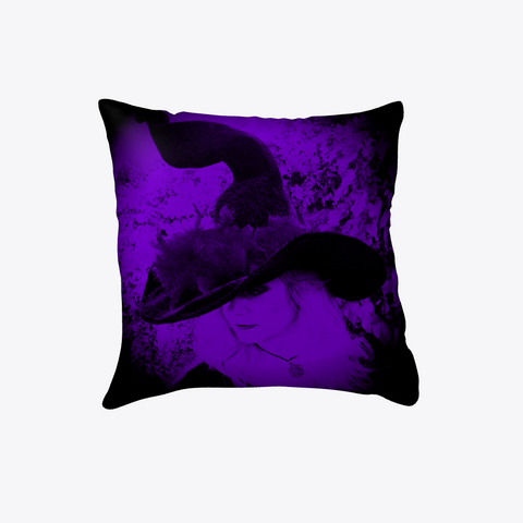 Purple Witch Halloween Pillow Black T-Shirt Front