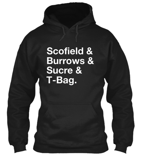 Scofield & Burrows & Sucre & T Bag. Black T-Shirt Front