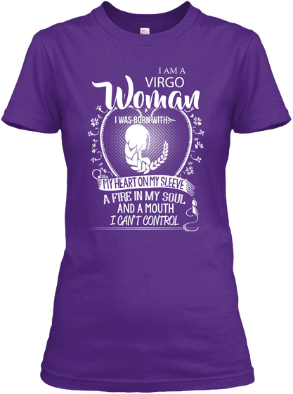 Virgo Woman T Shirt Purple Camiseta Front