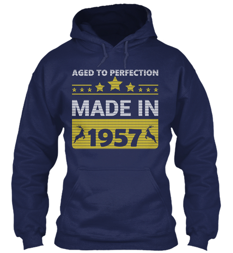 Aged To Perfection Made In 1957 Navy Camiseta Front