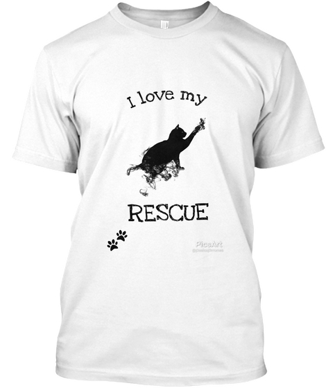 I Love My Rescue Cat! White T-Shirt Front