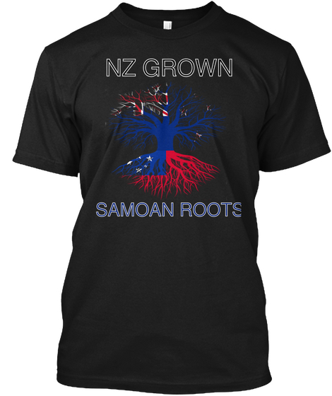 Nz  Grown Samoan Roots Black áo T-Shirt Front