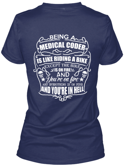 Being A Medical Coder Navy Camiseta Back