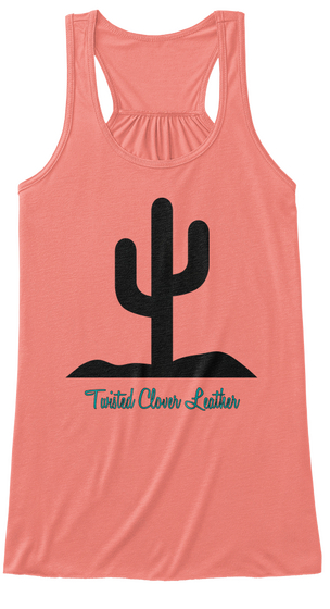 Twisted Clover Leather. Coral T-Shirt Front