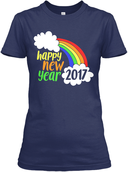 Happy New Year 2017 Navy Camiseta Front