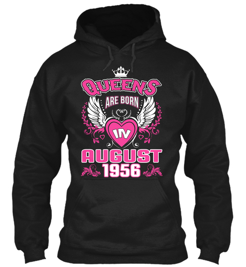 Queens Are Born In August 1956 Black áo T-Shirt Front