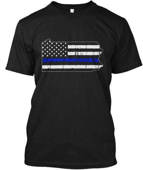 Pennsylvania Thin Blue Line T Shirts  Black T-Shirt Front