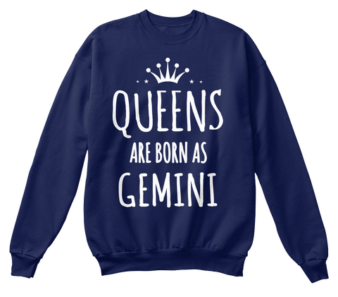 Queen's Are Born As Gemini Navy  Maglietta Front