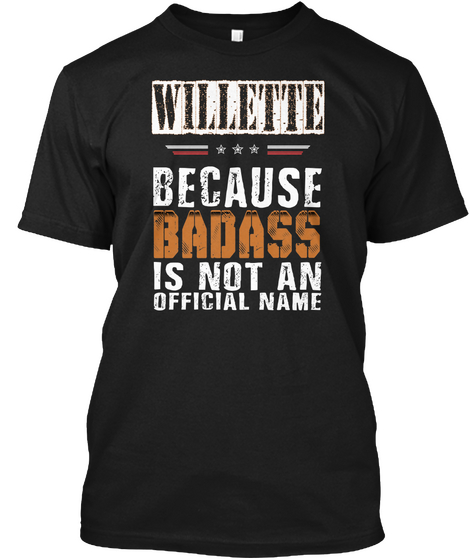 Willette Badass Isn't Name Black Camiseta Front