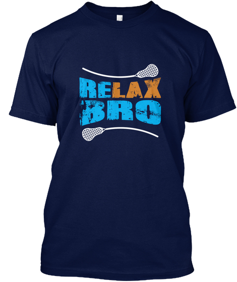 Re Lax Bro Lacrosse Player T Shirt Navy T-Shirt Front