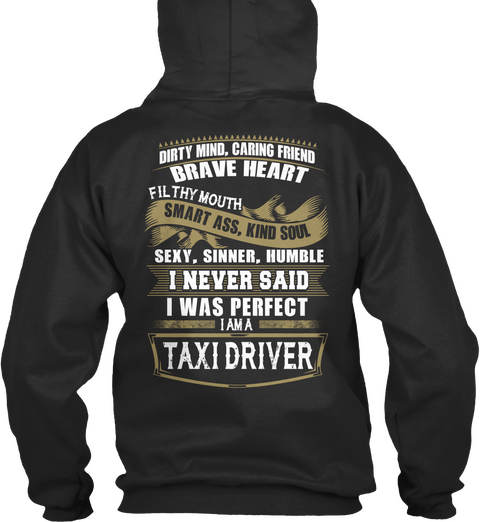 Taxi Driver Jet Black T-Shirt Back