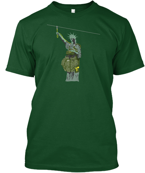 Lady Liberty Wears Jump Boots Deep Forest T-Shirt Front