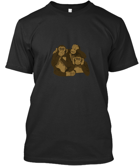 Three Monkeys Black T-Shirt Front