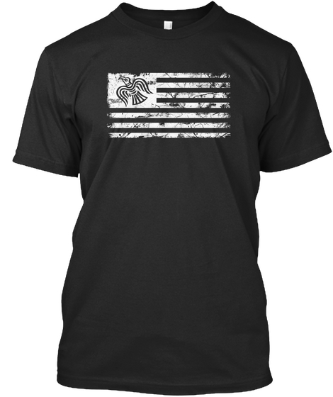 Norse American Flag Shirt And Hoodie Black T-Shirt Front