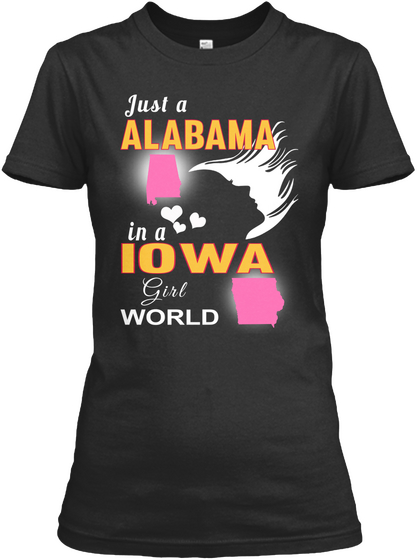 Just Alabama Iowa Girl Black Kaos Front