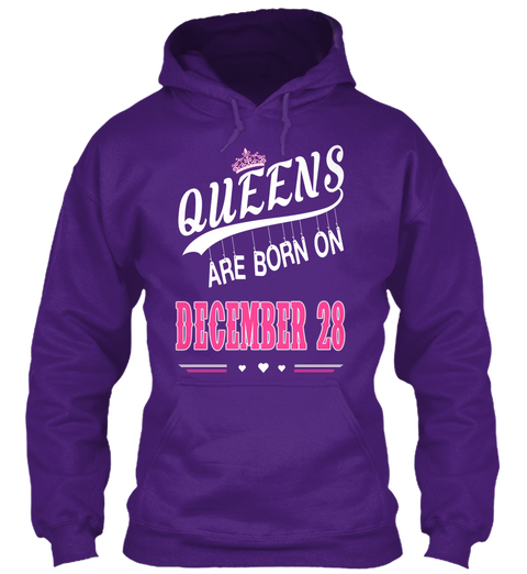 Queens Are Born On December 28 Purple Camiseta Front