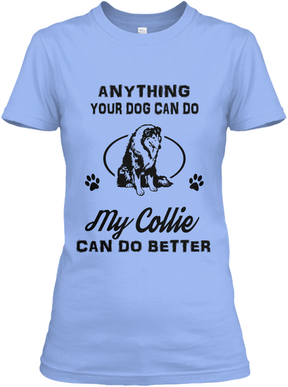 Border Collies Light Blue T-Shirt Front