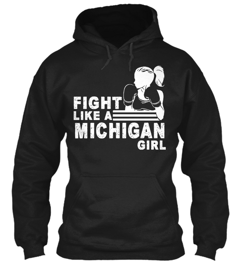 Fight Like A Michigan Girl Black Maglietta Front