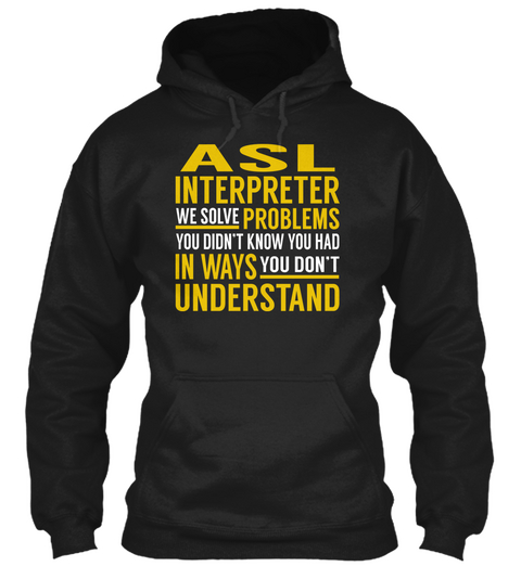 Asl Interpreter Black áo T-Shirt Front