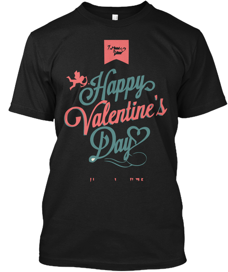 Happy Valentine's Day Black Maglietta Front