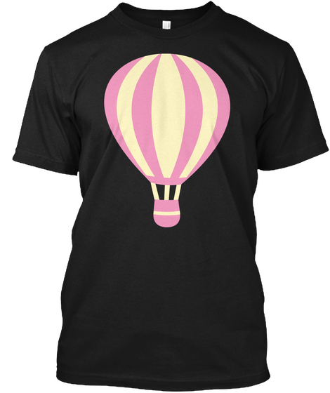 Pastel Hot Air Balloon Black Camiseta Front