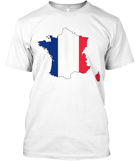 French Flag On Landmass White T-Shirt Front