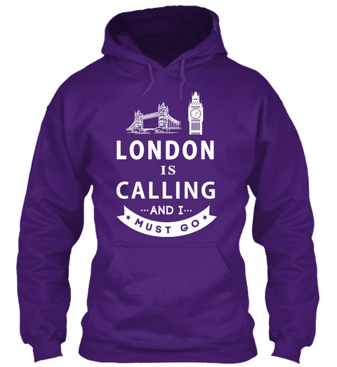 London Is Calling And I Must Go  Purple áo T-Shirt Front