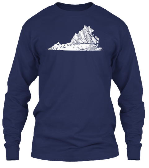 Virginia   Long Sleeve Navy Camiseta Front