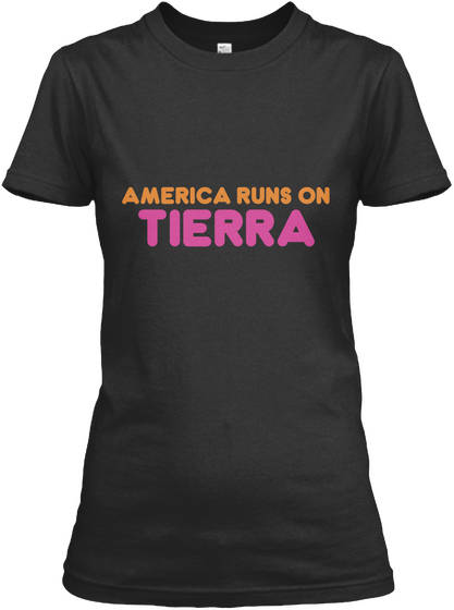 Tierra   America Runs On Black Camiseta Front