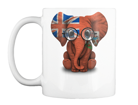 Mug   Baby Elephant With Glasses And Bermuda Flag White Kaos Front