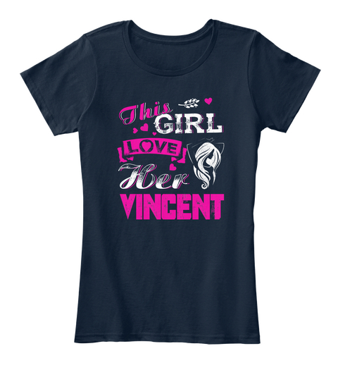 This Girl Loves Her Vincent New Navy T-Shirt Front