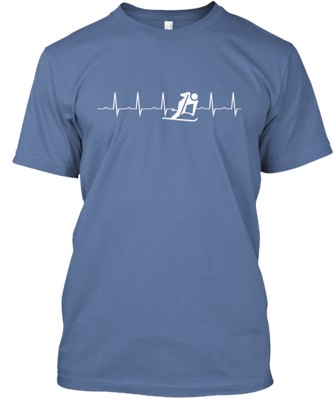 Skier Heartbeat Tee's And Hoodies Denim Blue T-Shirt Front