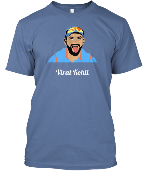Virat Kohli Denim Blue áo T-Shirt Front