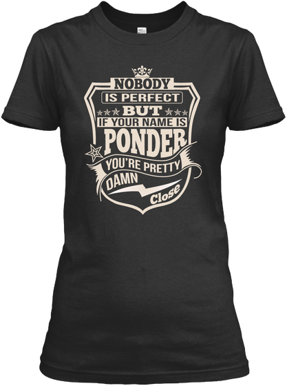 Nobody Perfect Ponder Thing Shirts Black T-Shirt Front