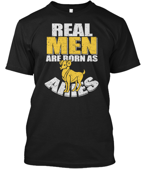 Real Men   Aries Black Camiseta Front