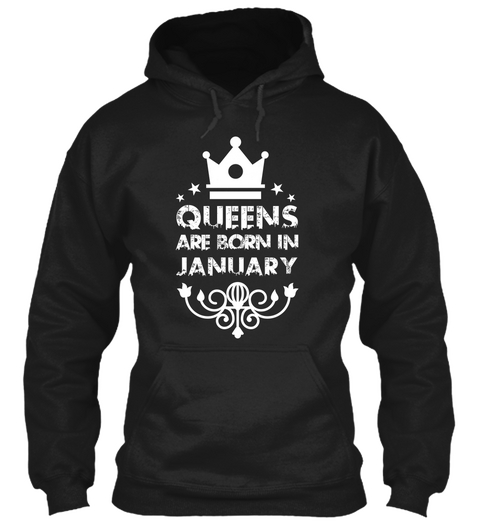 Queens Are Born In January Black T-Shirt Front