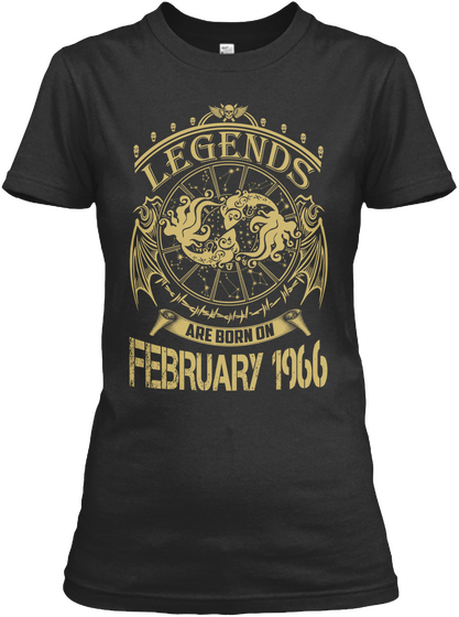 Legends Are Born On February 1966 (2) Black T-Shirt Front