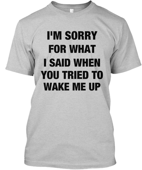 I'm Sorry For What I Said When You Tried To Wake Me Up Light Steel T-Shirt Front