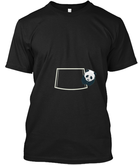 Pouch Pocket Tiny Panda Bear Meme Black T-Shirt Front