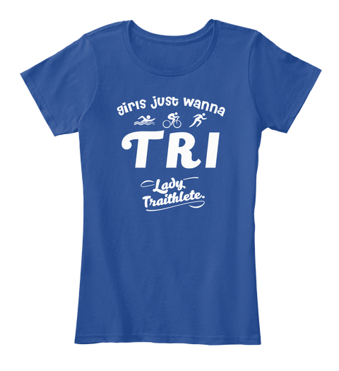 Girls Just Wànna Try Look Triathlete Deep Royal  T-Shirt Front