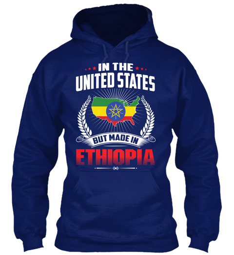 In The United States But Made In Ethiopia Oxford Navy T-Shirt Front