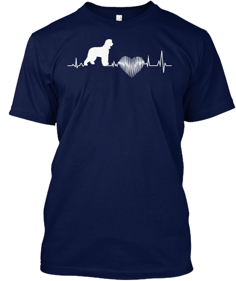 Irish Water Spaniel Heart Beat Navy Camiseta Front