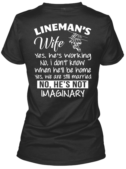 Linemans Wife Black T-Shirt Back