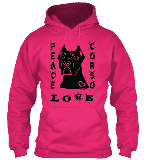 Cane Corso Stuff   Peace Love Corso Heliconia Maglietta Front