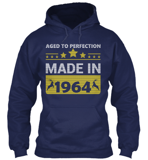 Aged To Perfection Made In 1964 Navy T-Shirt Front