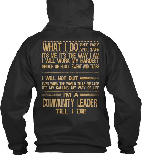 Community Leader Jet Black T-Shirt Back