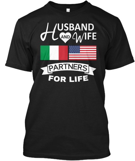 Husband And Wife Partners For Life Black Camiseta Front